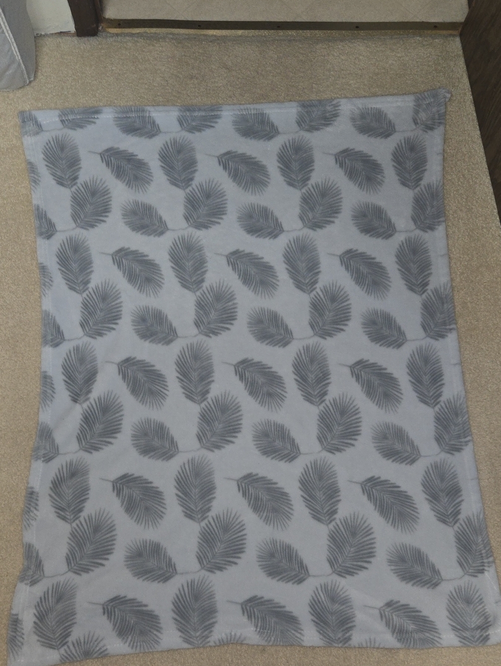 Gray Leaf-Print Baby Blanket